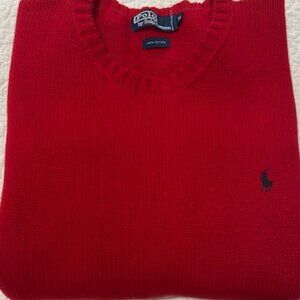 Vintage Polo Ralph Lauren Mens XL Red 100% Cotton Knit Pullover Crewneck Sweater